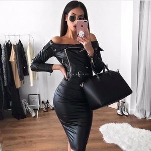 off the shoulder jacket dress